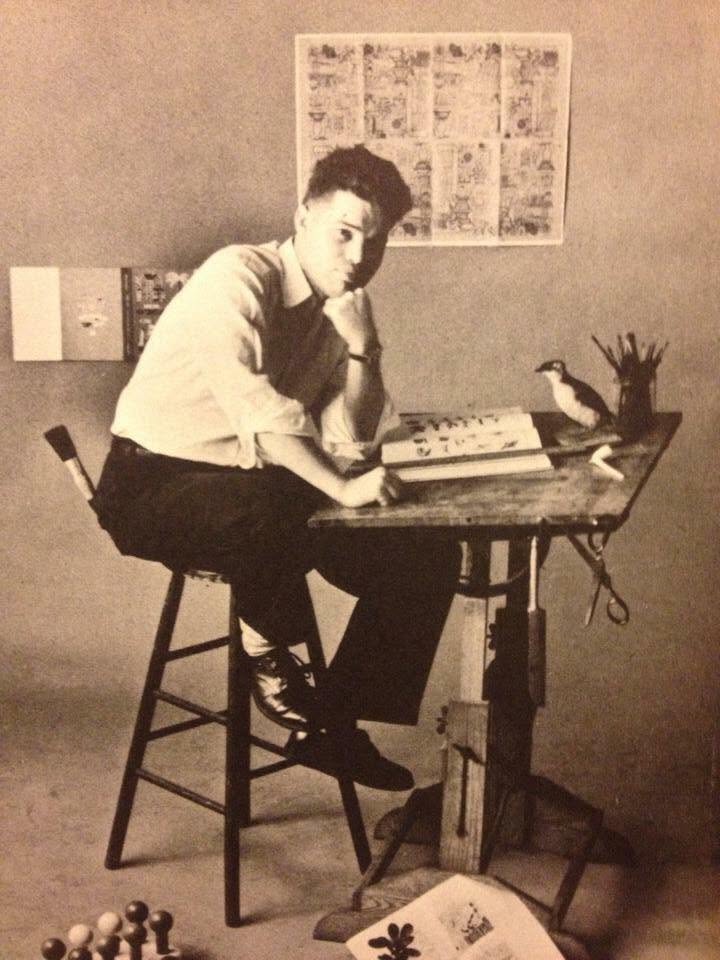 A young Jack at his drafting table